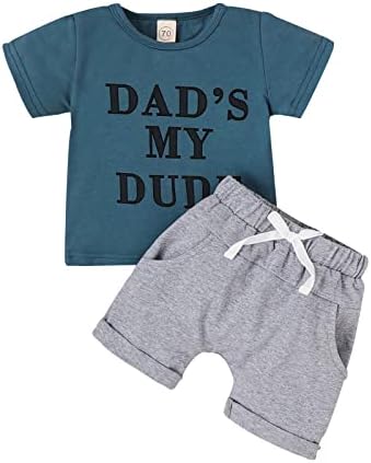 Облекло за Новородени Момчета DAD'S MY ПИЧ Тениска с писмото Принтом и Къс ръкав, Отгоре, Ластични Панталони, Комплект от 2 теми, Летни Дрехи