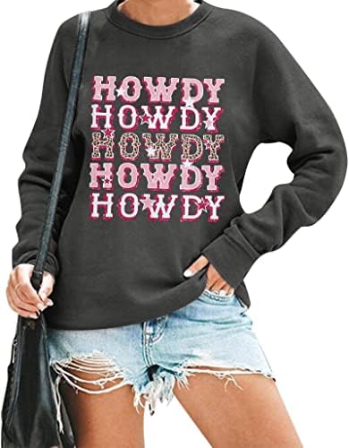 BANGELY Дамски Hoody Howdy Cowgirl, Леопардовый Пуловер в Ретро стил, в Западния Южен Стил, Ризи за моминско парти с Дълъг ръкав