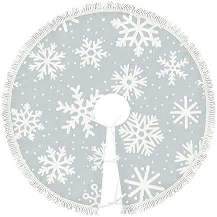 Vantaso 48 инча Голяма Пола под формата на коледни Елхи, Коледна Украса с Пискюли, Зимни Бели Снежинки, Подложка