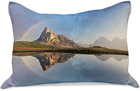 Калъфка за възглавница от стеганого одеяла с гледката Ambesonne, Отражение на Дъгата над Планинско езеро с Прозрачна вода, Снимка