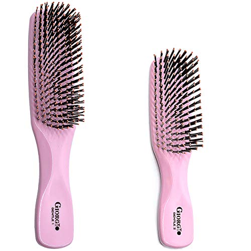 Giorgio GIO1-2Т Розов Комплект от 2 четки за коса Нежно Докосване Detangler за мъже, жени и деца. Мека четина за чувствителна