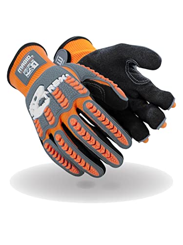 Удароустойчив, работни ръкавици MAGID T-REX Sandy с нитриловым покритие, оранжево-черни, 1 чифт, Размер 9