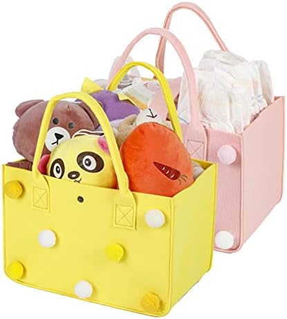Yesesion, 2 опаковки, скъпа кошница за съхранение в детската градина, с дръжка, преносим Органайзер за детски Пелени