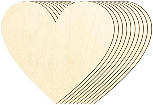 Издълбани 14 Инча Дървени Сърца, 10 X Недовършени Големи Дървени Сърцата Diy, Wooden Парче във формата на Сърце,