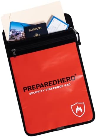Огнеупорна чанта Prepared Hero - 1 опаковка. Пожароустойчива чанта за документи за безопасно съхранение на ценности