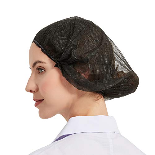 ProtectX Шапки за Еднократна употреба с начесом (мрежа за коса), Мрежи за коса, покриваща главата, 21 инча (черен,