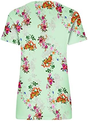 Дамска Риза с къс ръкав, Летни Блузи с Флорални Принтом, Ежедневни тениски с V-Образно деколте, Блуза Свободно, Намаляване,