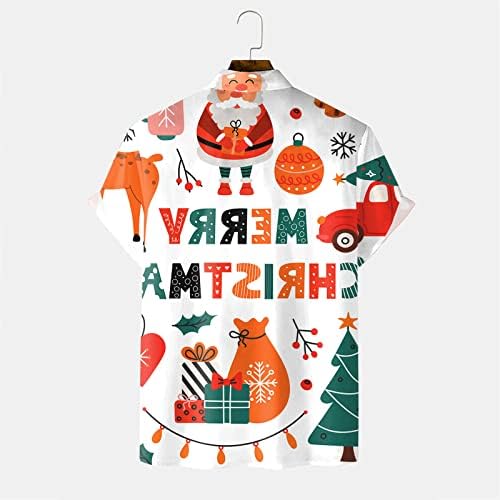 WOCACHI Мъжки Коледа Риза С Къс ръкав, Страхотни Ризи с Копчета, Вечерни Ризи Алоха, Хавайски Ризи с Принтом на дядо