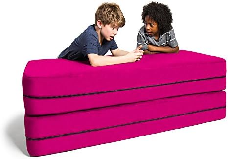 Разтегателен диван Jaxx с цип и голяма табуретка 3 в 1, модел за по-големите деца, цвят фуксия