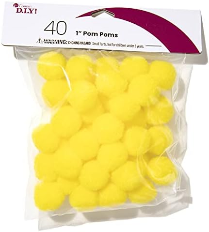 Жълти помпоны Cousin САМ с размери 1 инч, 40 опаковки