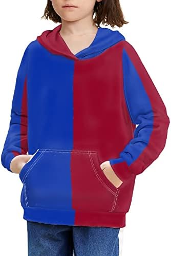 KUILIUPET блузи за момичета блузи за момчета мода с качулка hoody с джоб цвят блокиране на печат