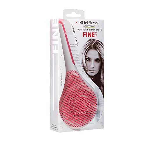 Michel Mercier Професионална четка за окончателно Разнищване на коса за Тънка коса – Розово – Нескользящая дръжка (опаковка от