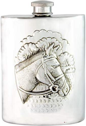 Фляжка за скаковой кон, калай под формата на пъпки, 6 унции, с възможност за гравиране на пространството