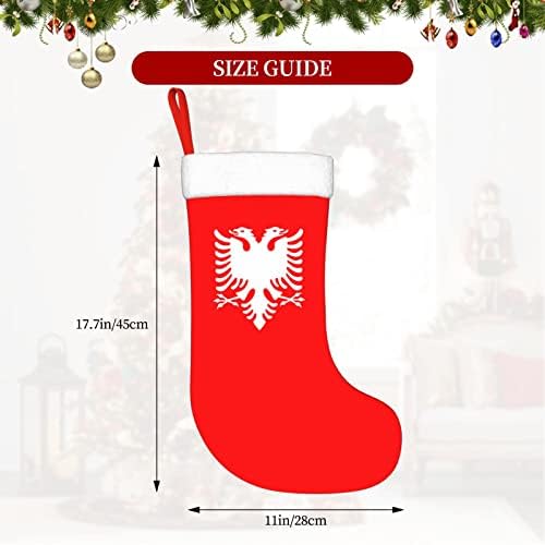 Сладки Коледни Чорапи с Албанским Орел, Украшения за Елхи, Коледни Чорапи за Коледа на Празнични партита, Подаръци 18 Инча