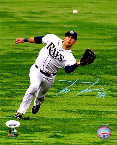 Кевин Кирмайер с автограф и подпис на 8x10 снимка MLB Тампа Бей Рейс JSA COA