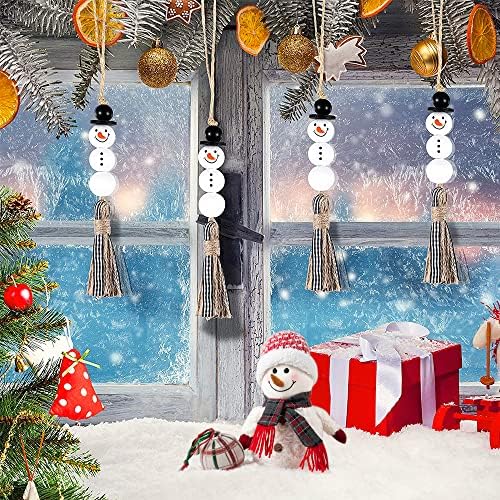 Снежен човек Бисерная Венец Коледно Дърво 6 бр. Декорация на Коледна Дървена Селска Къща Топчета Селски Подвесная
