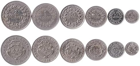 4 Монети от Коста Рика | Колекция от монети на Коста рика Тико 5 10 25 100 Колонов | В обращение 1995 | Кораб | Звезда | Вулкан | Кафе клонка