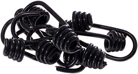 Телени куки за бънджи кабел – Ударни кабел – 10 бр. С черно пластмасово покритие - За каране на лодки, къмпинг,