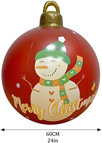 Коледна Топка с Интериор - 24-Инчов Цветна Топка на Открито, Коледен Надуваем Балон с Вграден led за Коледно