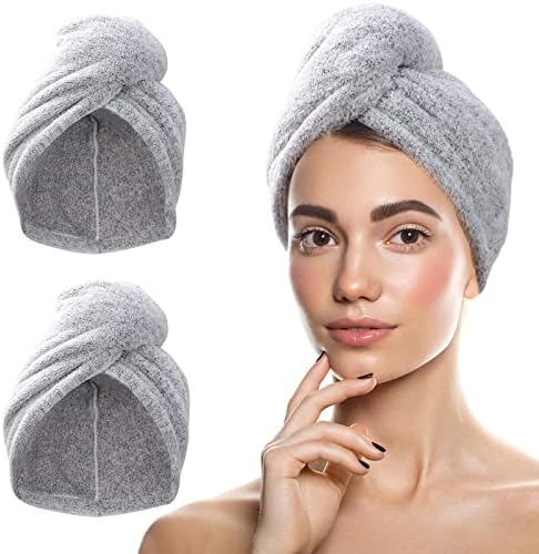 AuroTrends Кърпа за коса от микрофибър 2 опаковки, Обвиване на тялото с Кърпа за коса, за жени / Деца - Ултра Мека Кърпа от