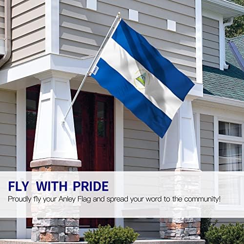 Флаг Никарагуа ANLEY Fly Breeze 3x5 фута - Ярък цвят и защита от избледняване - Платно надмощие с двойна миг - Национални