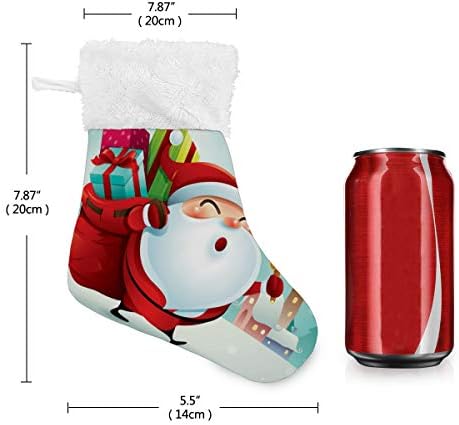 Коледни Чорапи ALAZA, Весел Коледен Дядо Коледа в Снежна сцена, Класически Персонализирани Малки Чулочные Украса за семейни