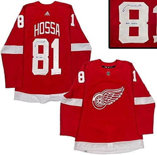 МАРИАН HOSSA подписа договор с Детройт Ред Уингс в Червена тениска Adidas PRO - HOF2020 - Тениски НХЛ с автограф