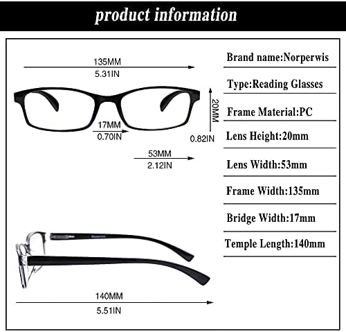 NORPERWIS Компютърни Очила За Четене 5 Опаковки Синя Светлина Блокер Очила Анти UV/Напрежение на очите/Отблясъци Гъвкави
