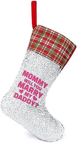 Мамо, се омъжиш Ли Ти се Омъжи За Баща Ми, Коледни Чорапи с Лъскави Пайети, Коледна Празнична Камина Наметало, Окачен Декор