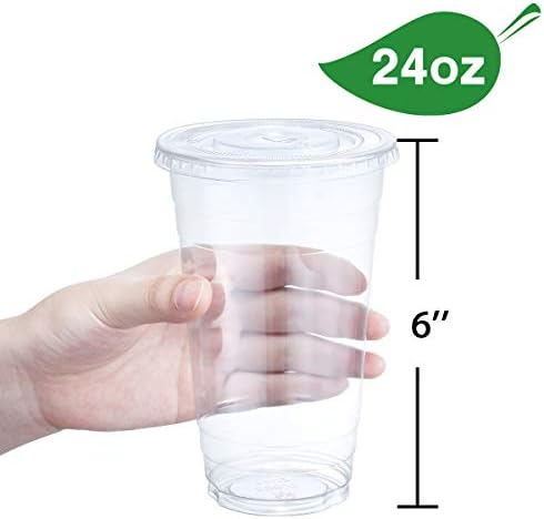 Пластмасови Чаши Eupako обем 8 унции с капаци, Прозрачни Чаши за Еднократна употреба с Плоски капаци, Контейнери