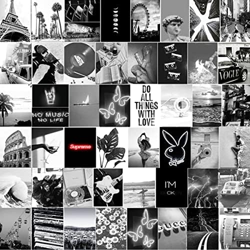 Michgar 40 бр., черно-бял комплект за колаж, снимки на декора на стените, -4 x6, черно-бял комплект за колажа, естетични снимки