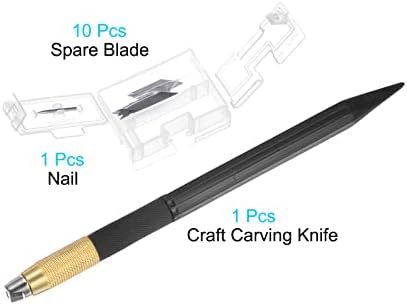 Набор от ножове uxcell Art Занаятите, 1 бр. Разделочный Нож с 10 бр. Резервен Стоманени остриета за Шаблон за Scrapbooking