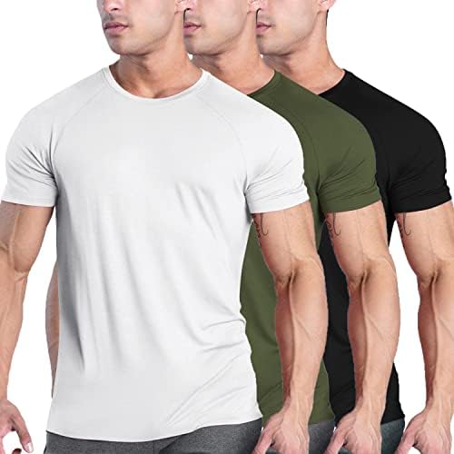 COOFANDY Мъжки Спортни Тениски от 3 опаковки С Къс Ръкав За Фитнес, Културизъм, Мускулни Ризи, Базов Слой, Тениски