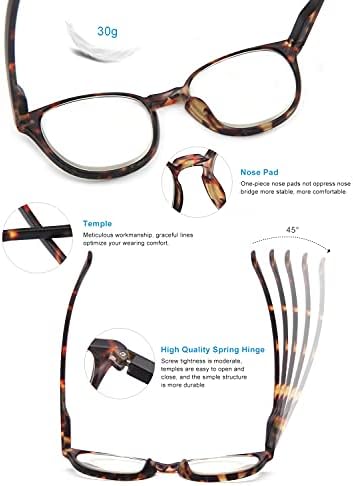 OKH, 5 опаковки Очила за четене със синя светлина, за мъже и жени, за четене с пружинным тръба на шарнирна връзка, по-Леки