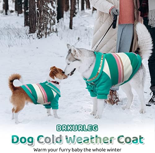 Пуловер с качулка за кучета BRKURLEG Зелени, Шарени Hoody, връхна дреха за Студено Време за кучета XS Small Medium, Руното Лигавицата,