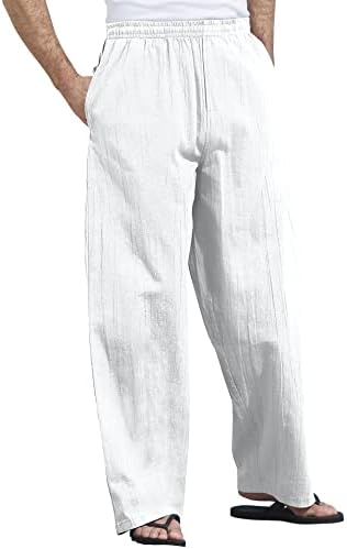 Мъжки Памучни панталони KingSize KS Island Big & Tall с Еластичен ластик на талията от Тензух - Big - 5XL, Бял