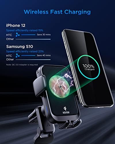 Безжично зарядно за Кола HTC и кола за номер 2 в 1, 15 W, поставка с автоматично скоба, Qi Бързо Зареждане, За