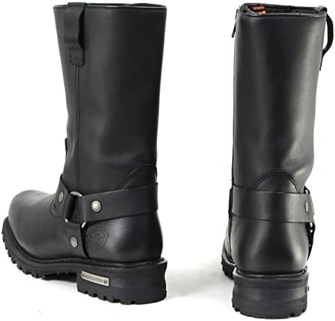 Мъжки черни кожени обувки Milwaukee Leather MBM9061WP от естествена кожа с Ширина 11 см с водоустойчива каишка и квадратни