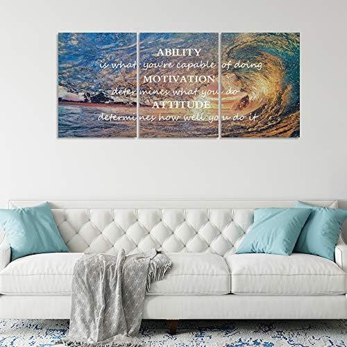 Вдъхновяващи Плакати Мотивационно Стенно Изкуство Платно Картина Изгрев Слънце, Синьо Море Океана Природен Пейзаж Стенен Декор Океана Залез на Плажа Стенен Худож