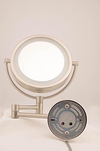 Двустранно стенно огледало за грим Jerdon с подсветка - грим Огледало с осветление, 8-кратно увеличение и монтиране на стена за закрепване на стената - Огледало с диаме?