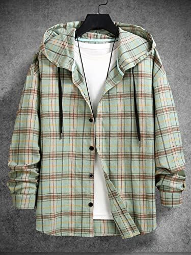 Якета за мъже, Мъжки сака, мъжко палто с качулка дантела прозорци в клетката, без тениски (Цвят: многоцветен, Размер: Малък)