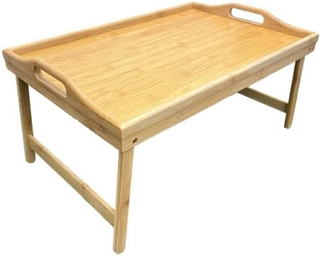 Bam & Ку - Голяма маса-табла от естествен бамбук С Складывающимися Крака за храна, на работа, на сервиране и организации