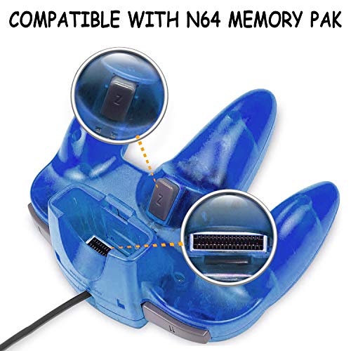 Жичен контролер GALGO N64, Подобрен Джойстик-Геймпад за оригинална конзола Nintendo 64 (Сапфирово синьо и зелено-цветовете