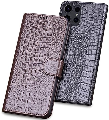Чанта-портфейл YAGELANG за Samsung Galaxy S23 Ultra, Луксозен Флип калъф от естествена кожа с държач за карти,