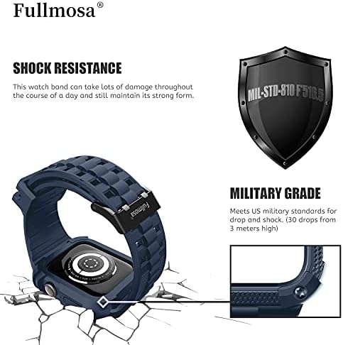 Съвместим с Fullmosa каишка за Apple Watch от неръждаема стомана, 40 мм, Черен на цвят, с калъф и Съвместим каишка за Apple Watch от силиконов каучук 40 мм с защитно фолио за екрана Си