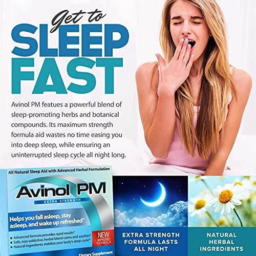 Маска за сън Avinol PM Extra Strength и Dream Elements | Натурално средство за сън Всичко в едно (30 карата) - Маска