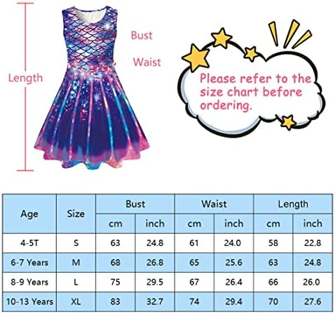 Смешна рокля на Русалка за момичета, детски летни рокли без ръкави, сарафан за рожден ден, облекло за люлките от 4 до 13 години