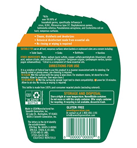 Дезинфектант за баня седмото поколение на Lemongrass Citrus 26 течни унции (786 мл)