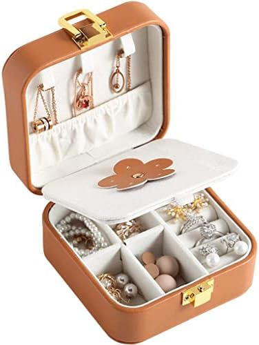 ZHUHW Travel Flip Jewelry Малък Ковчег за Бижута От Пластове от Изкуствена Кожа с Кутия За Съхранение на Бижута Кутия за Ушни