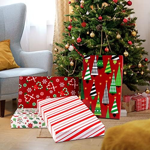 QCQHD Коледни подаръчни кутии - Опаковки от 12, Подарък кутии с капаци за подаръци, Кутии-ризи за опаковане на коледни